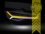 LED, mit LED Blinker, dynamischer LED Blinker, schwarz, nur passend für Fahrzeuge mit original XENON Scheinwerfern, LED Abblendlicht / LED Fernlicht, elektrisch verstellbar - Stellmotor integriert, Eintragungsfrei / mit E-Prüfzeichen, Eintragungsfrei / mit R87 Zulassung als Tagfahrlicht